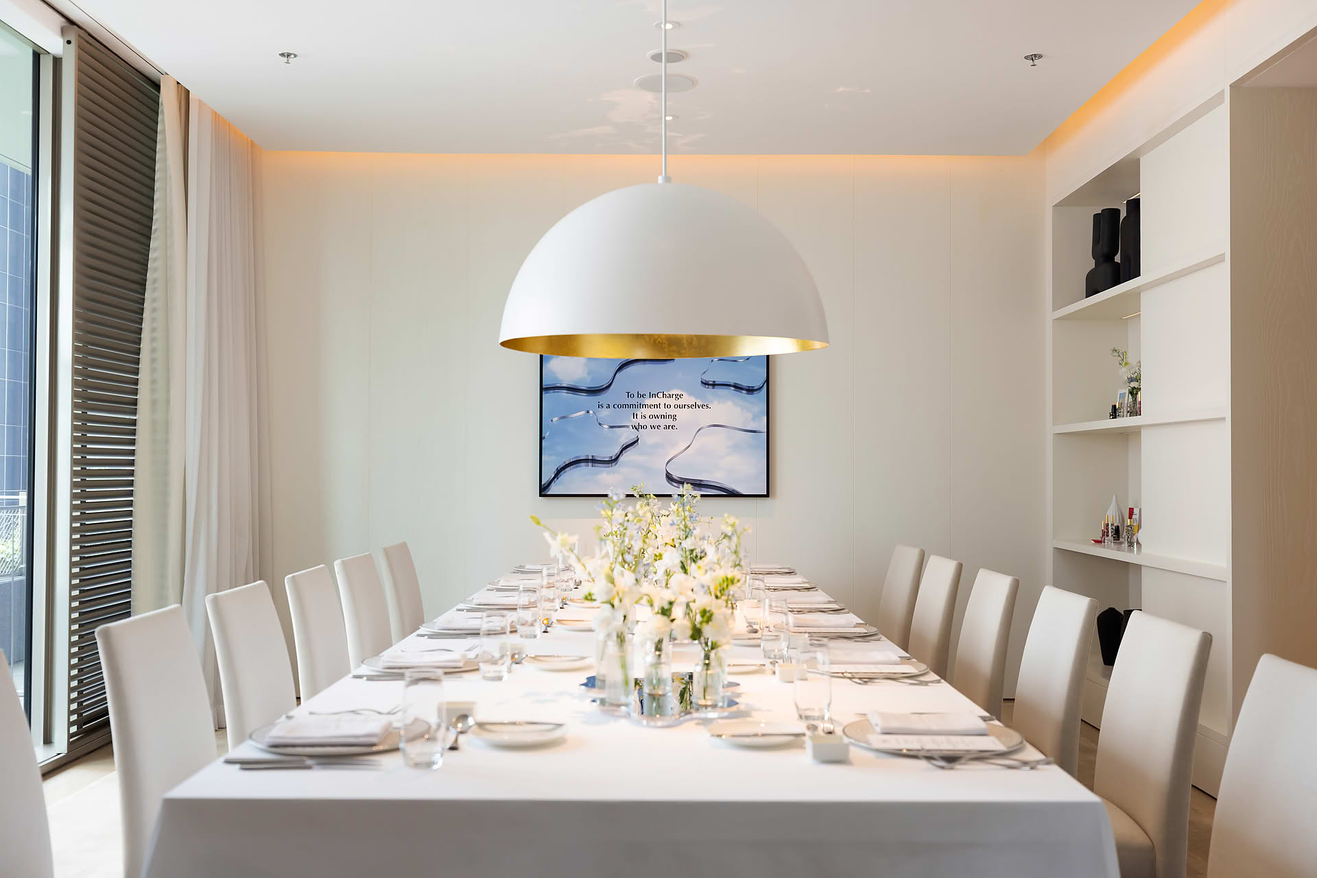 Dinning table at Diane von Furstenberg x Estee Lauder lunch event