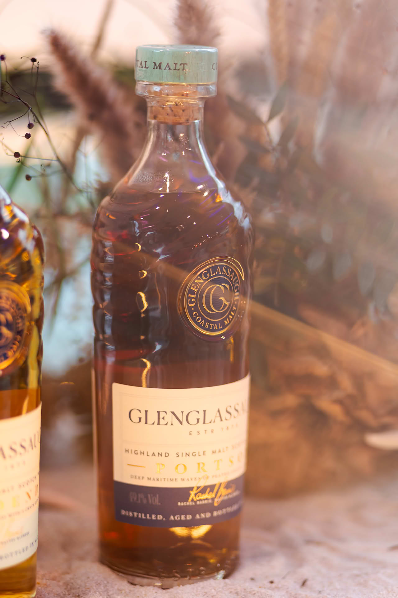 Close up of bottle on display at Glenglassaugh PR event
