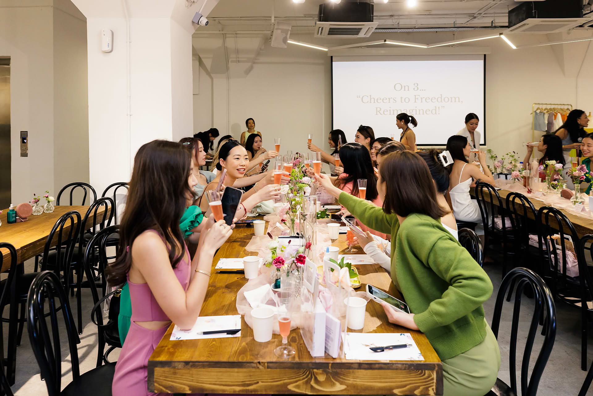 Guests cheering at Love Bonito & Fresh PR event
