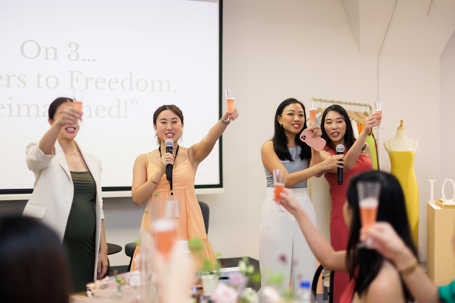Host cheering at Love Bonito & Fresh PR event