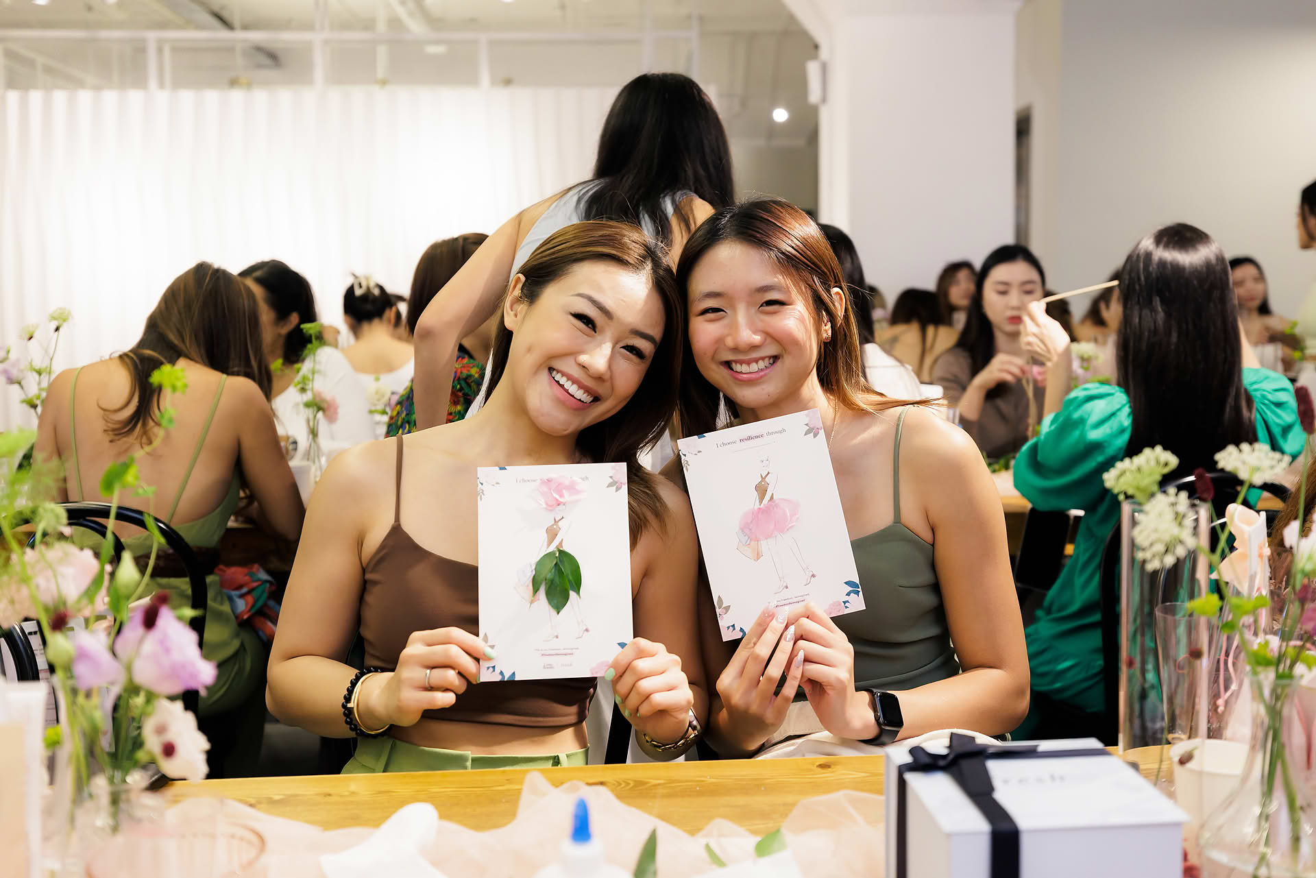 Influencer showing their artworks at Love Bonito & Fresh PR event