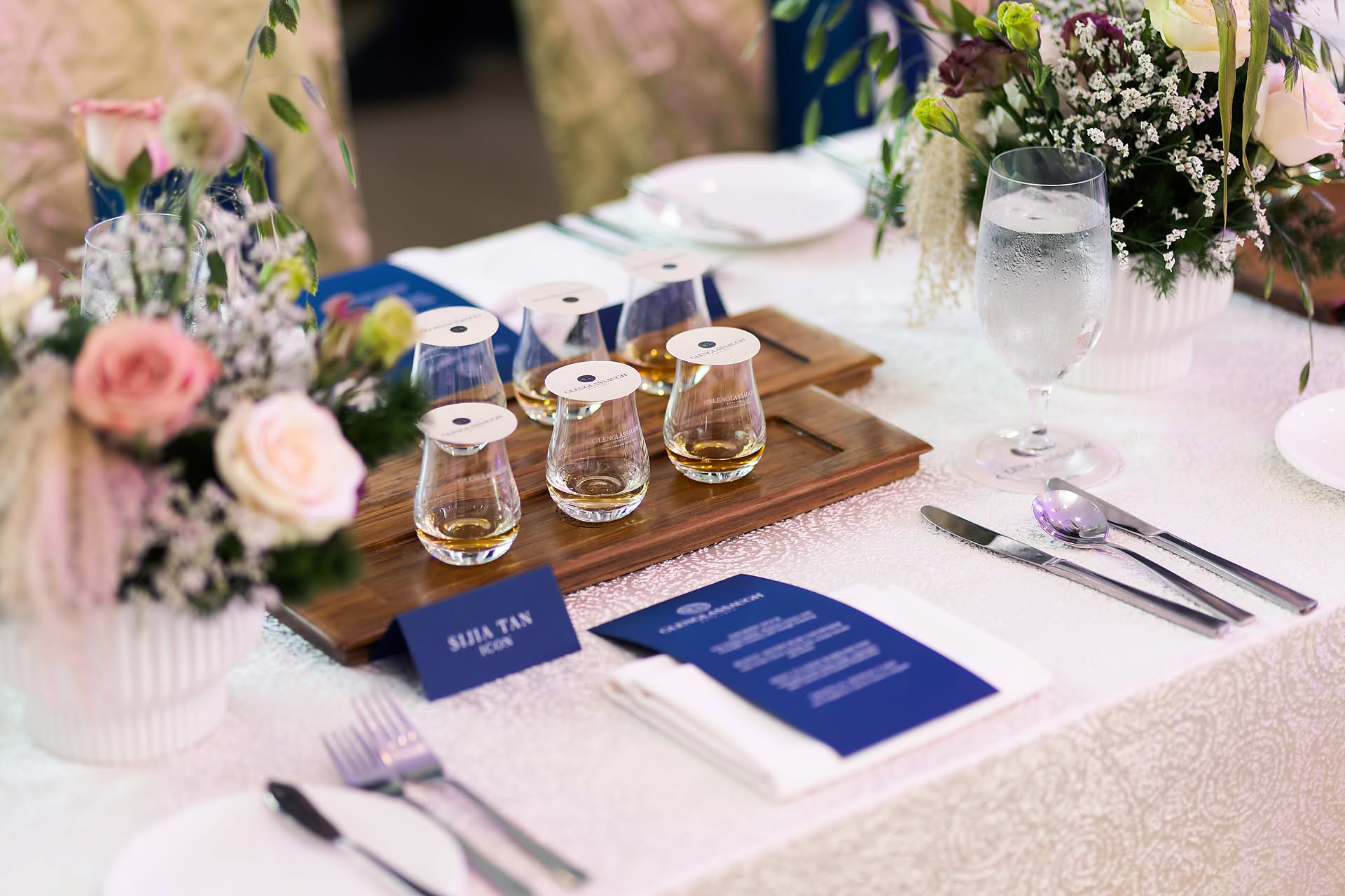 Table setup at Glenglassaugh PR event