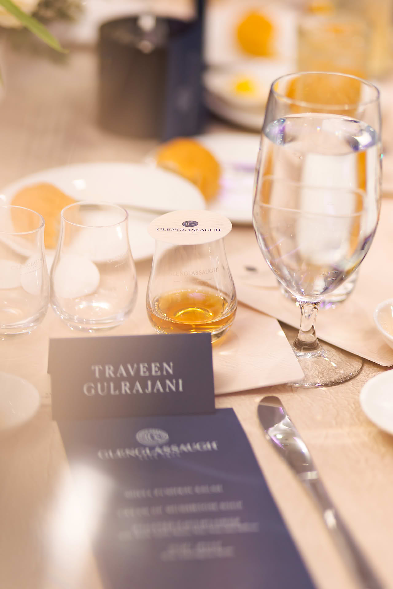 Table setup at Glenglassaugh PR event