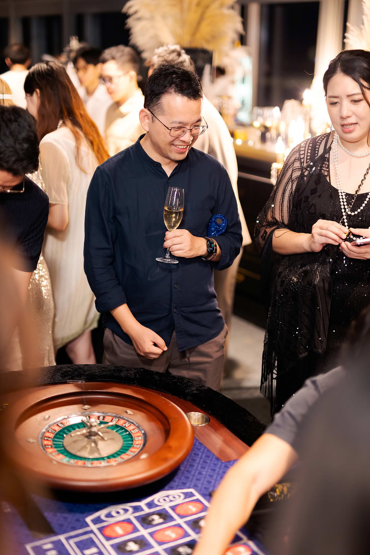 Staff playing at the table