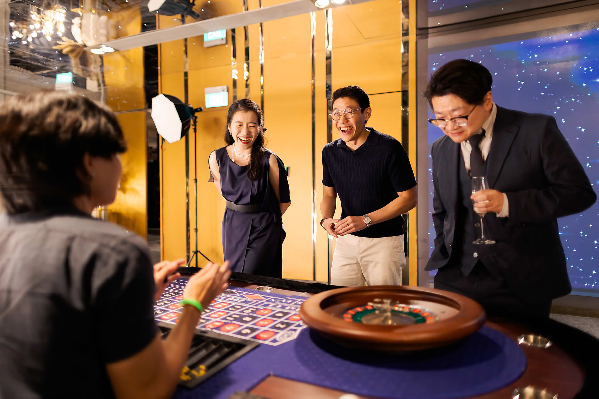 Staff playing at the table