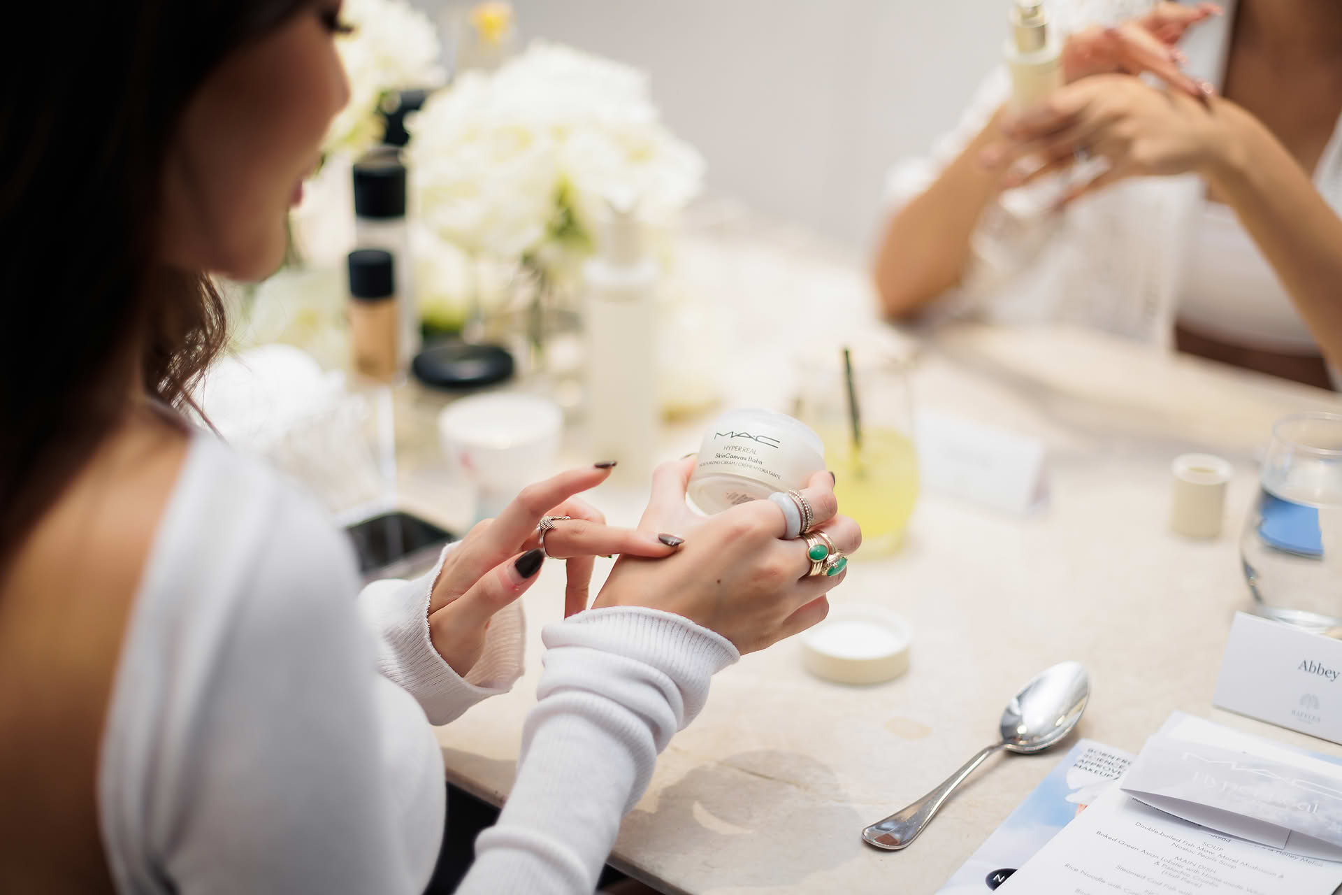 Influencer artist testing product at MAC Hyper Real PR event
