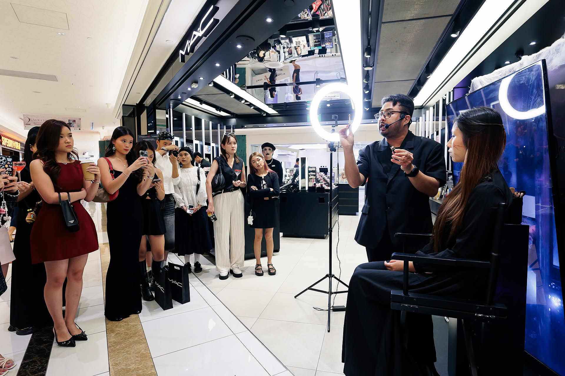 Makeup demonstration at MAC Cosmetics Halloween event