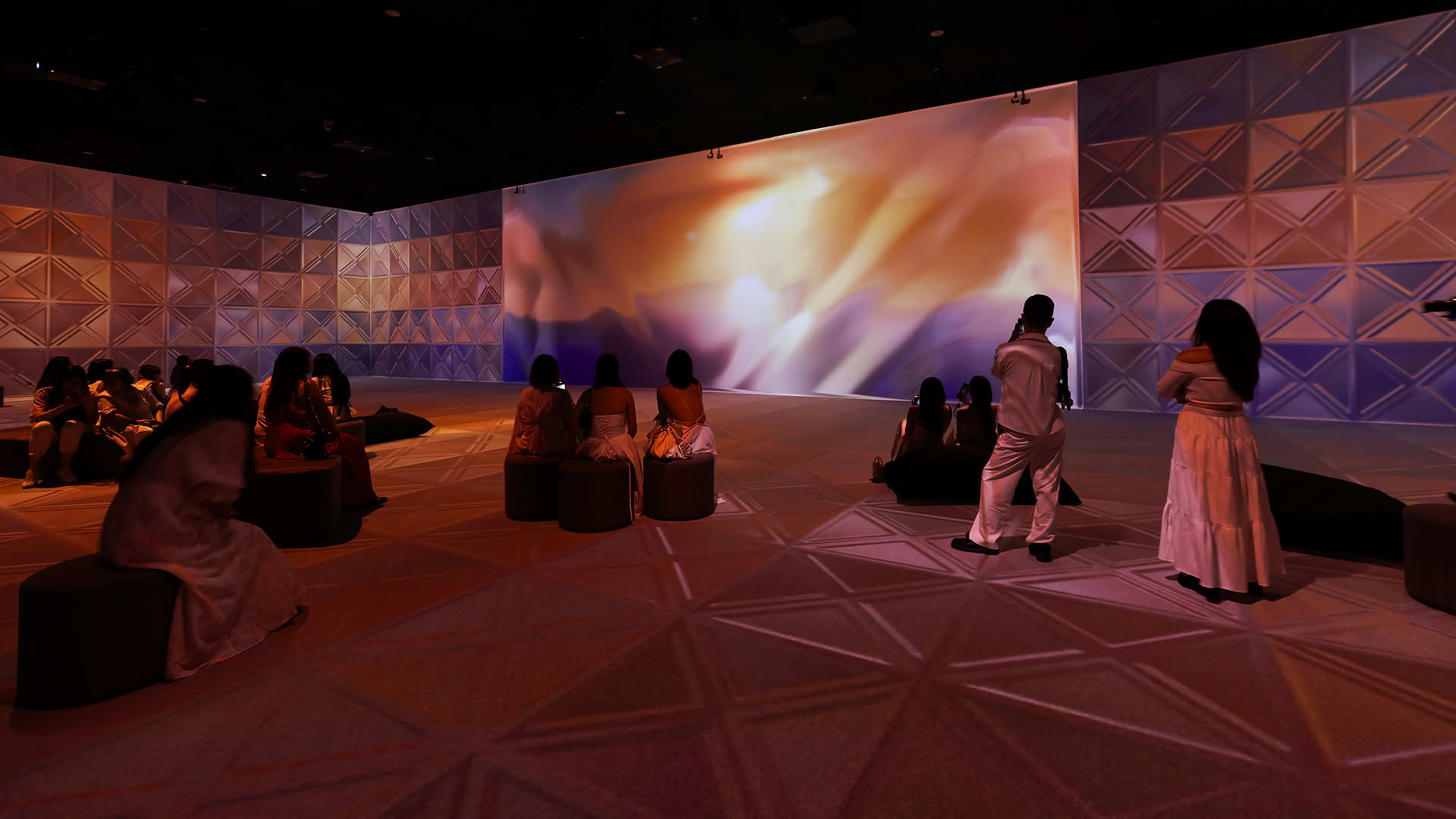 Influencers exploring the place at Issey Miyake interactive venue