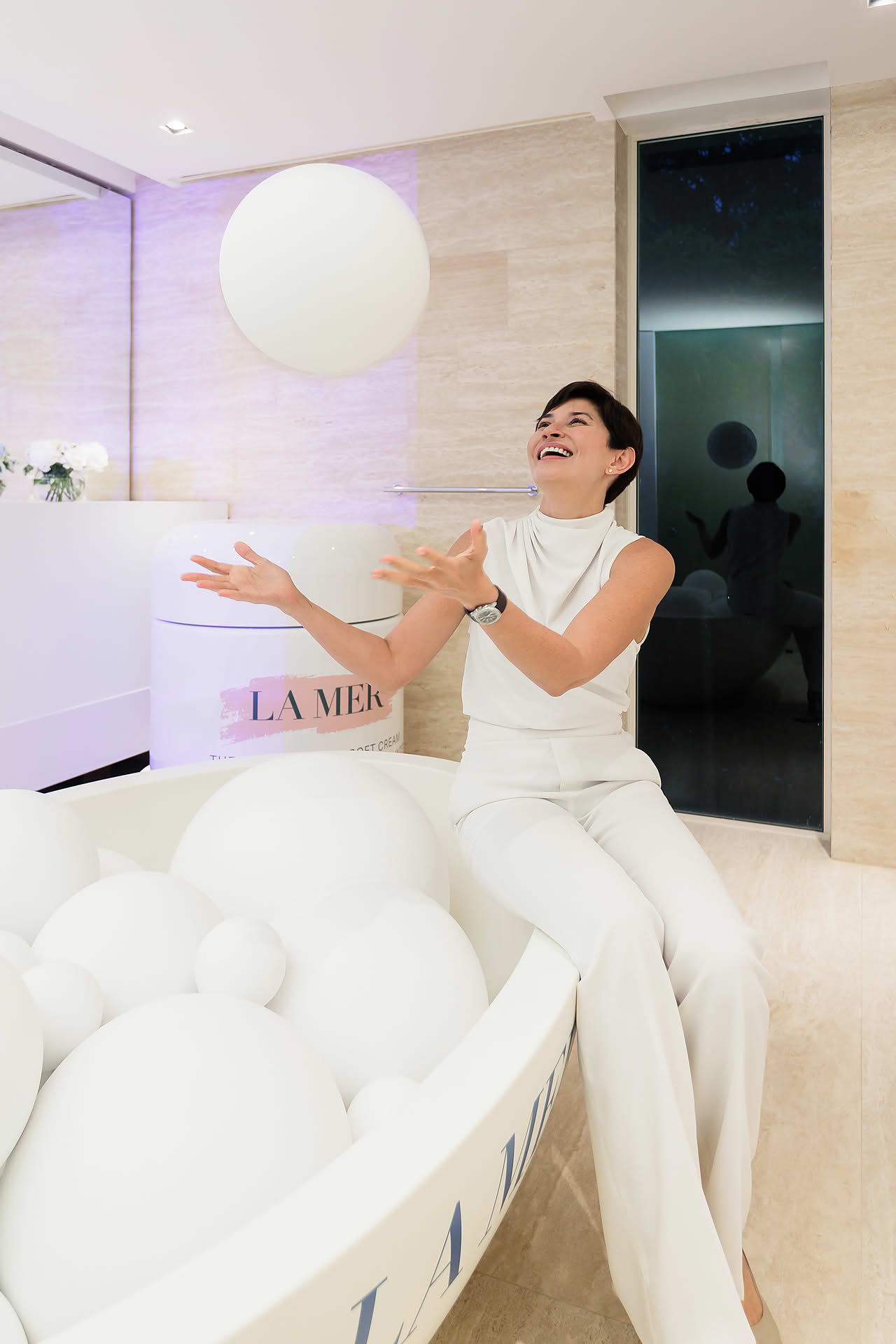 Guests posing for a photo at La Mer PR event in Sentosa