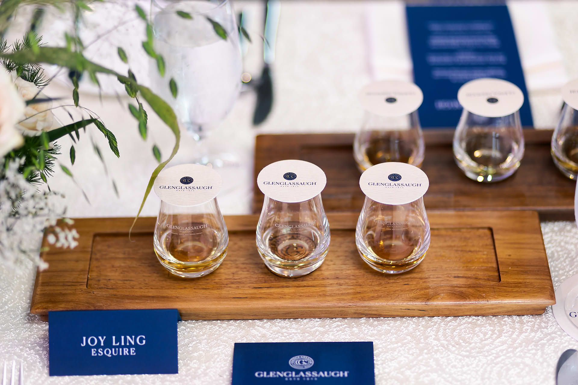 Main drinks on table at Glenglassaugh PR event