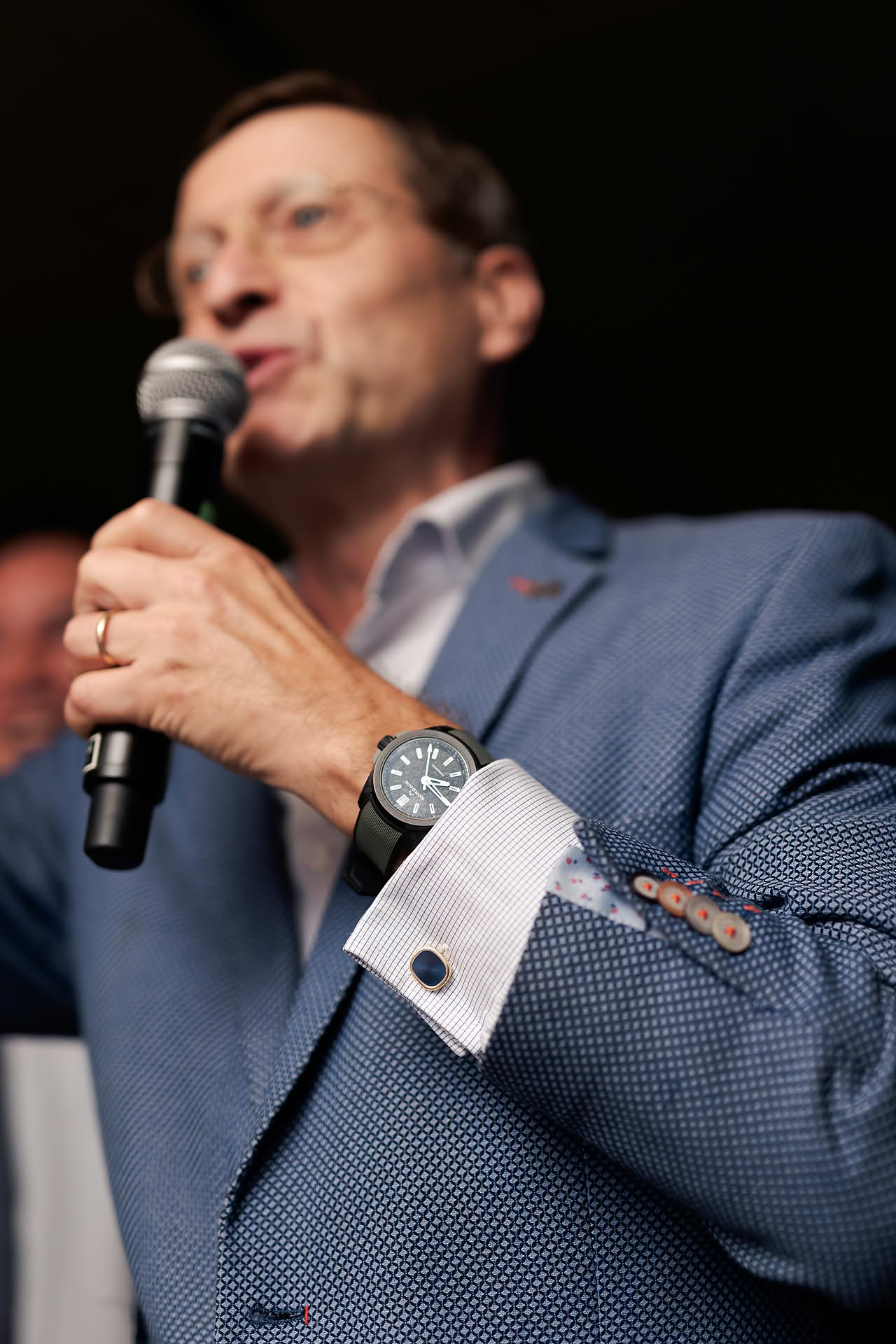Close-up of watch at Norgain & Cortina PR event
