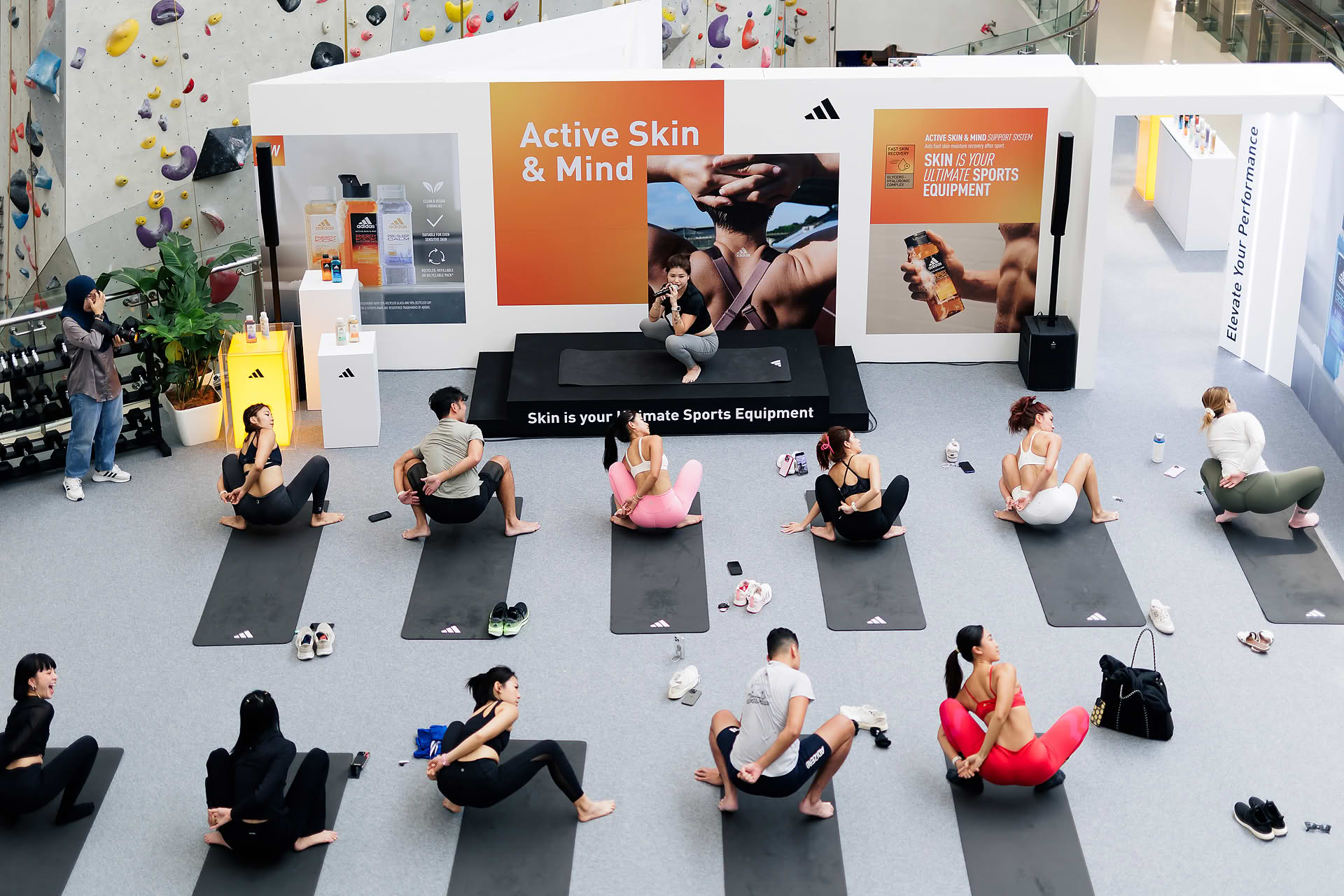 Yoga session at Adidas Pop-up stall