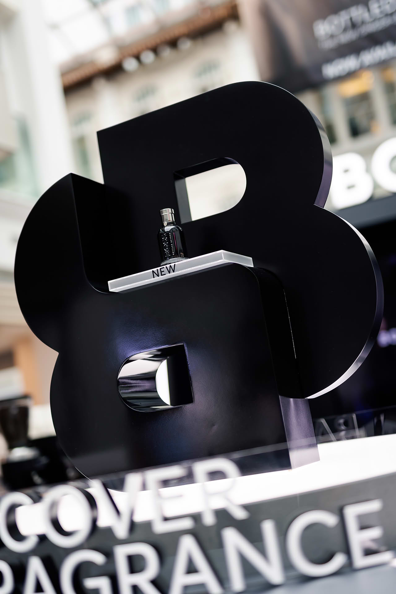 Producet display at BOSS pop-up stall in Bugis Junction