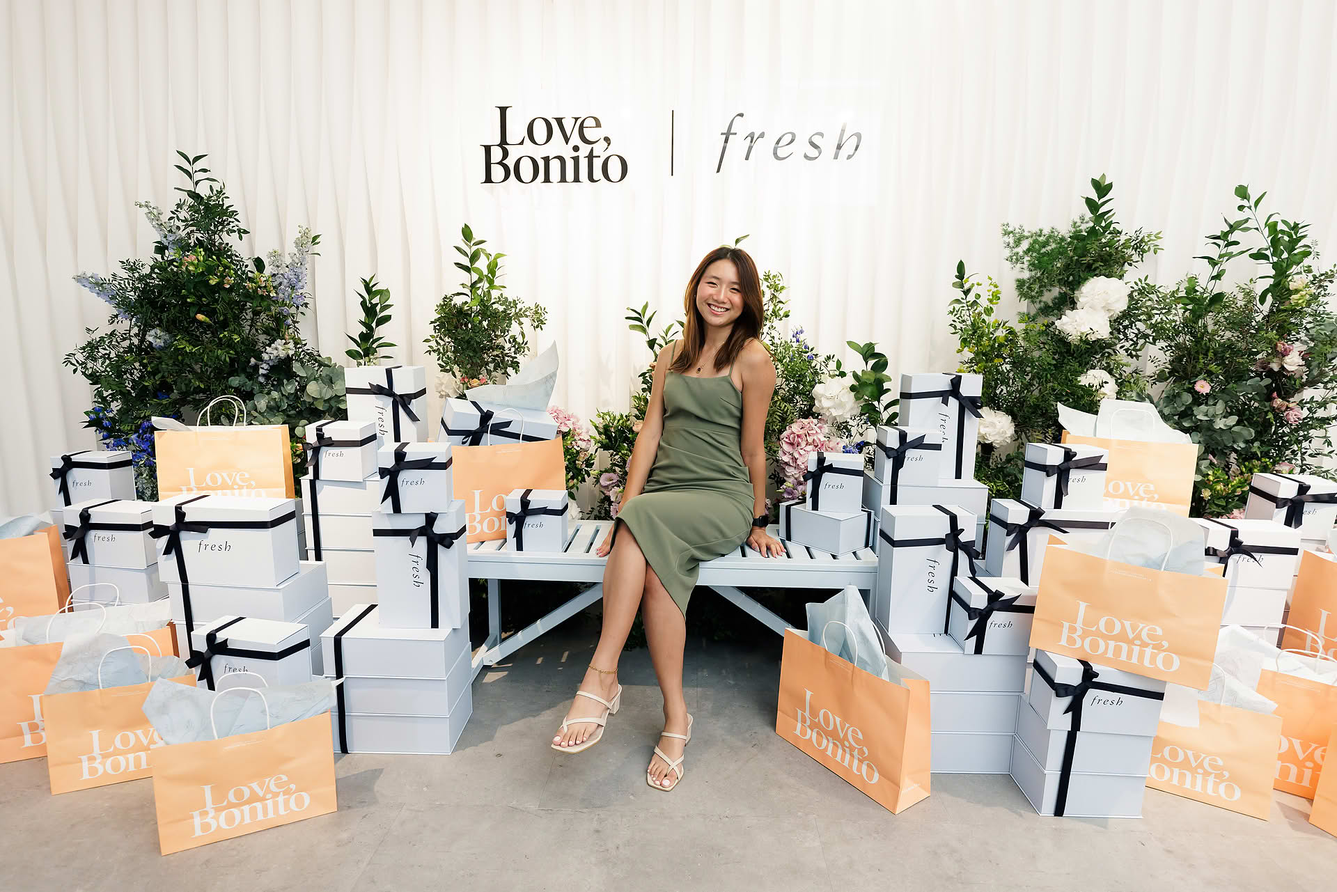 Influencer posing at Love Bonito & Fresh PR event