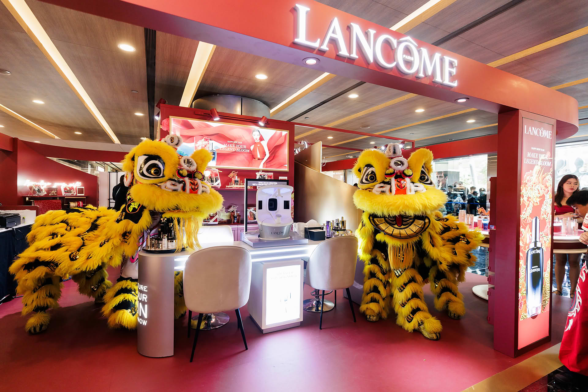 Lions blessing pop-up store at Lancome Chinese New Year lion dance celebration