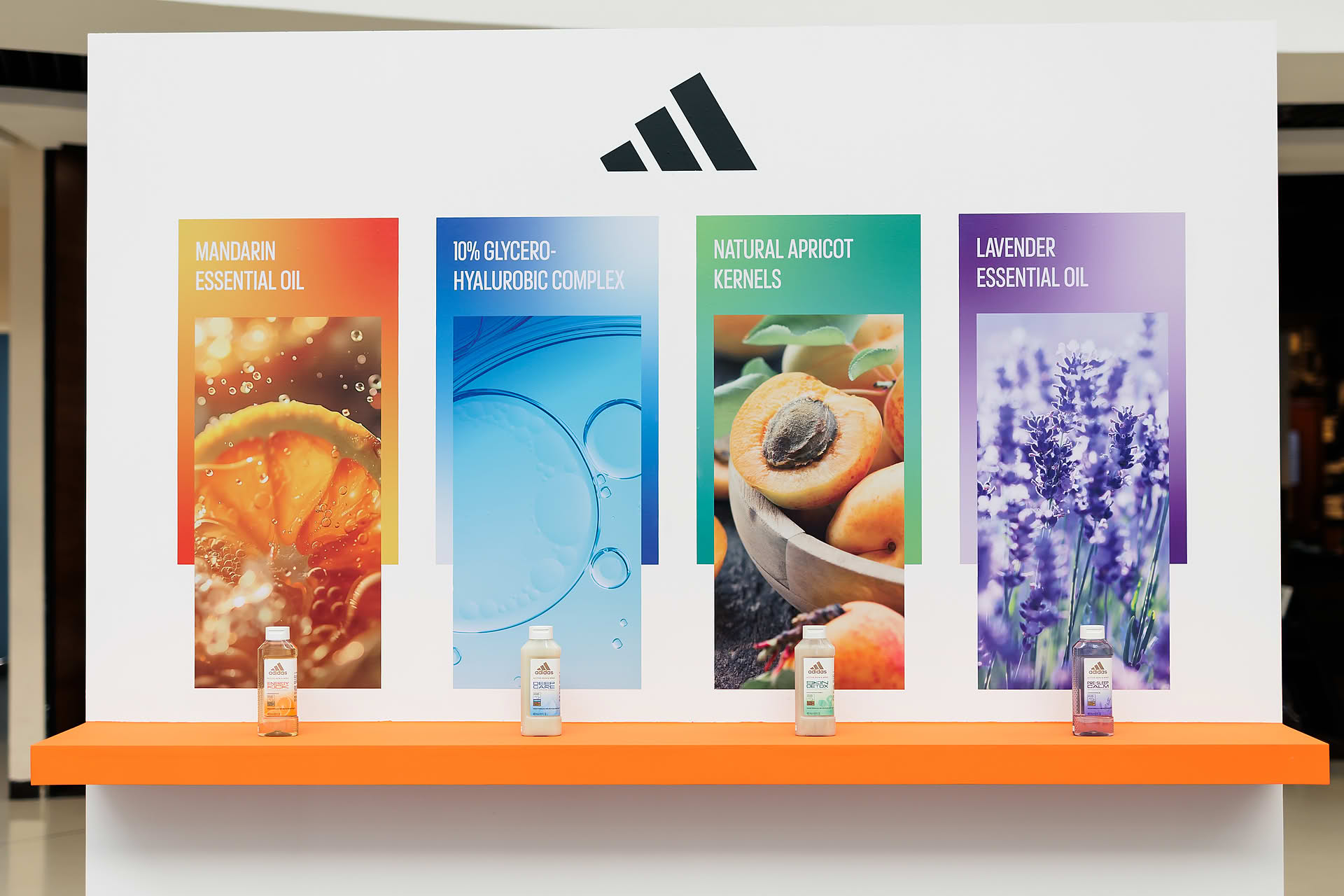 Products on display at Adidas Pop-up stall