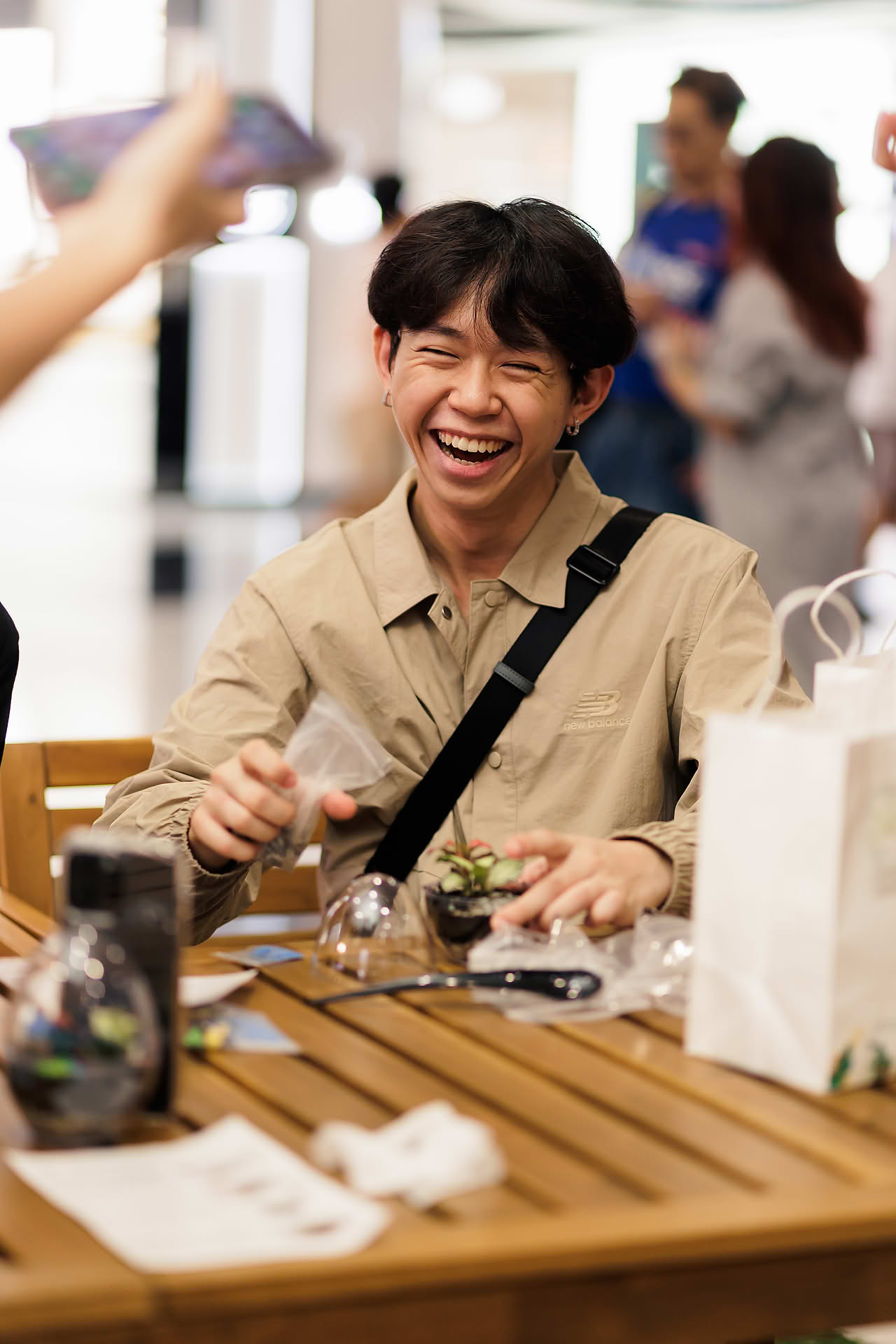 Influencer doing activity at Abercrombie and Fitch PR event