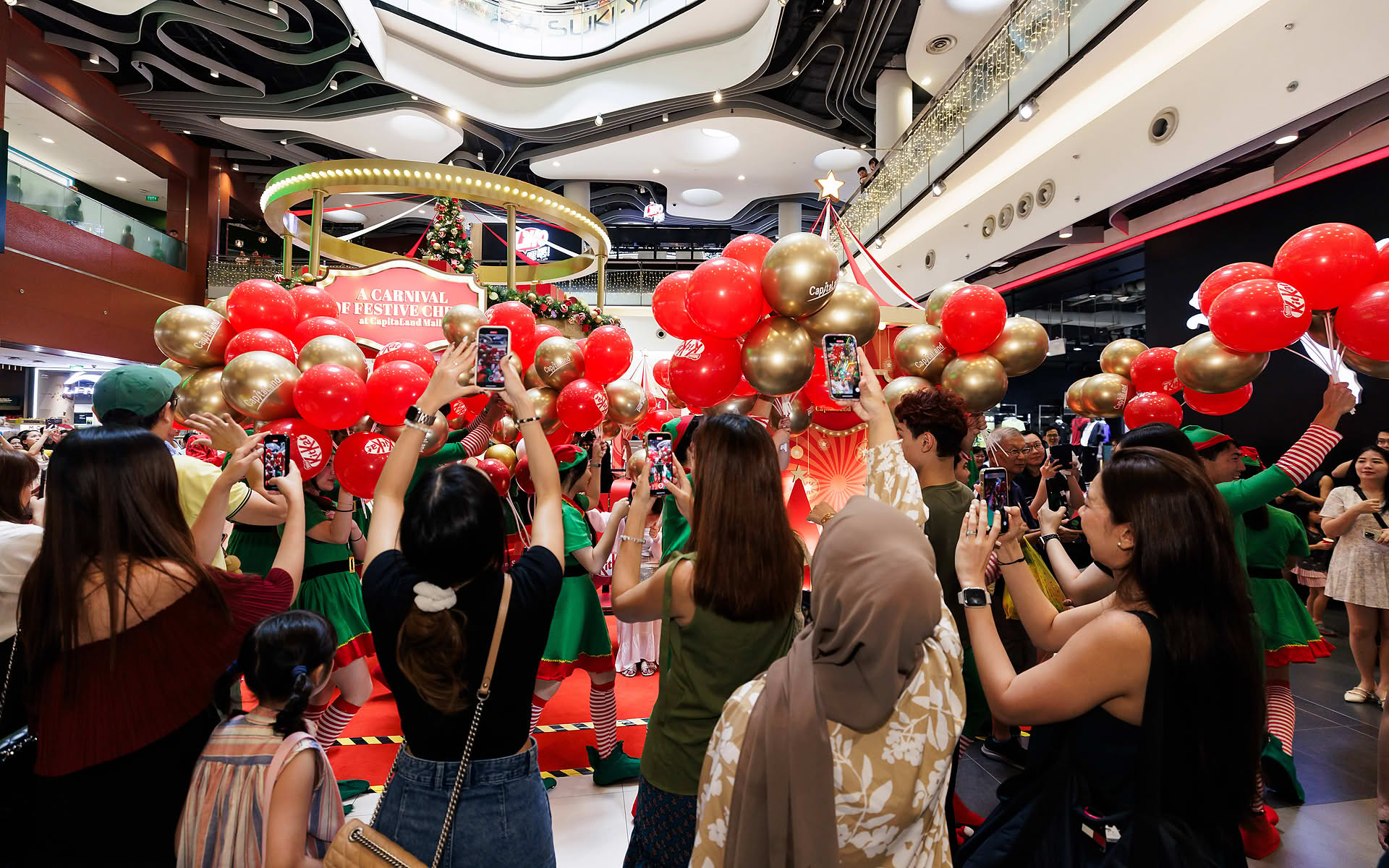Crow gathering at KitKat Christmas in Capitaland Mall