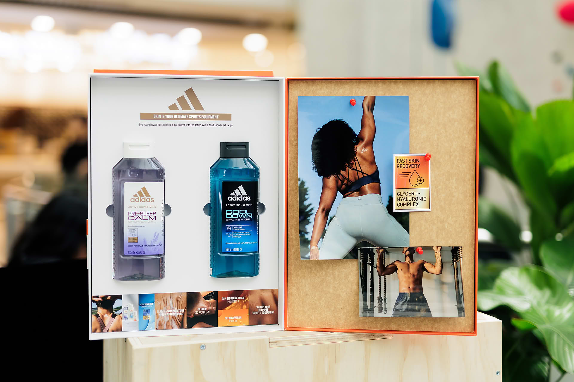 Products on display at Adidas Pop-up stall