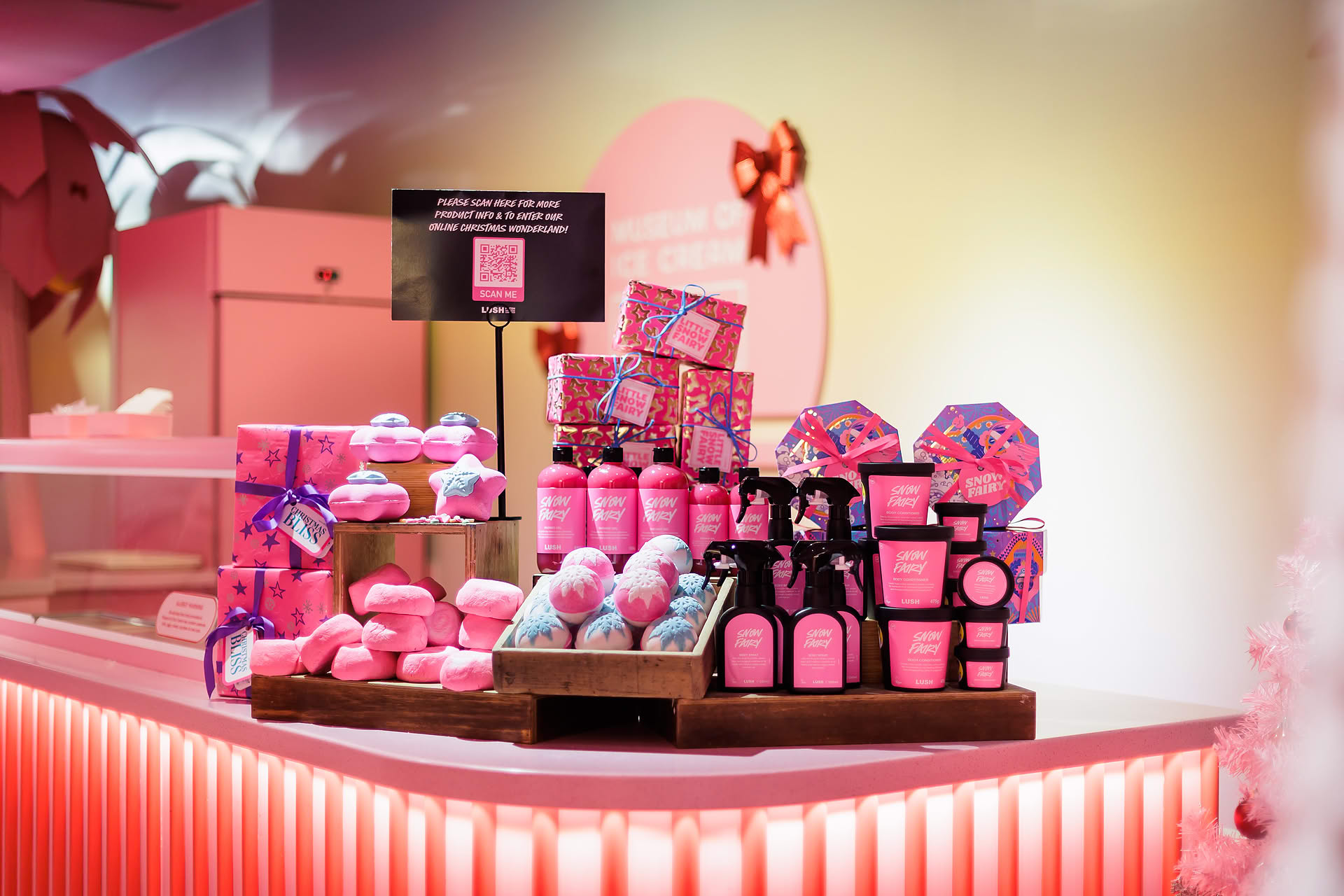 Lush products displayed during Christmas event