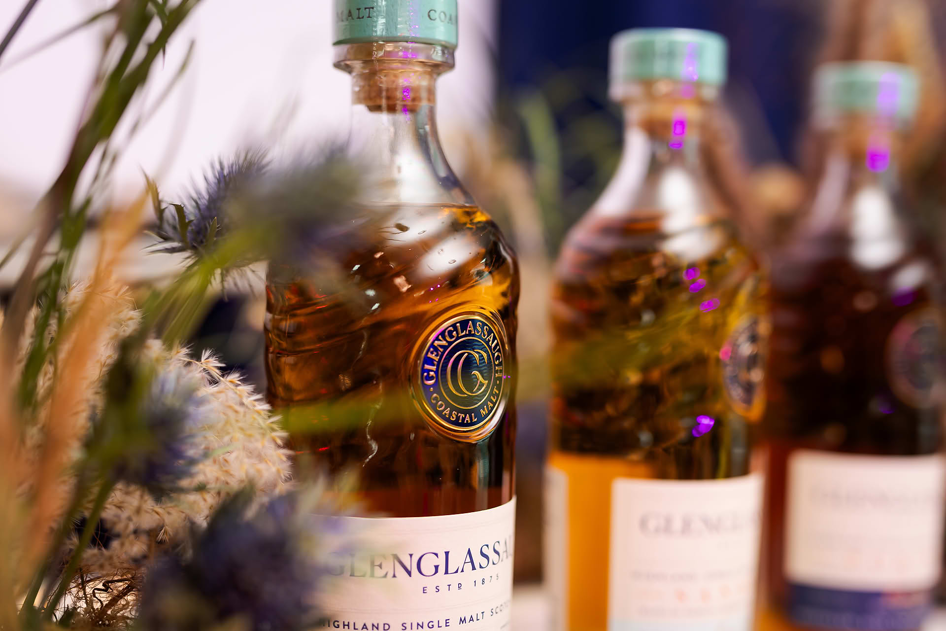 Close up of bottle on display at Glenglassaugh PR event