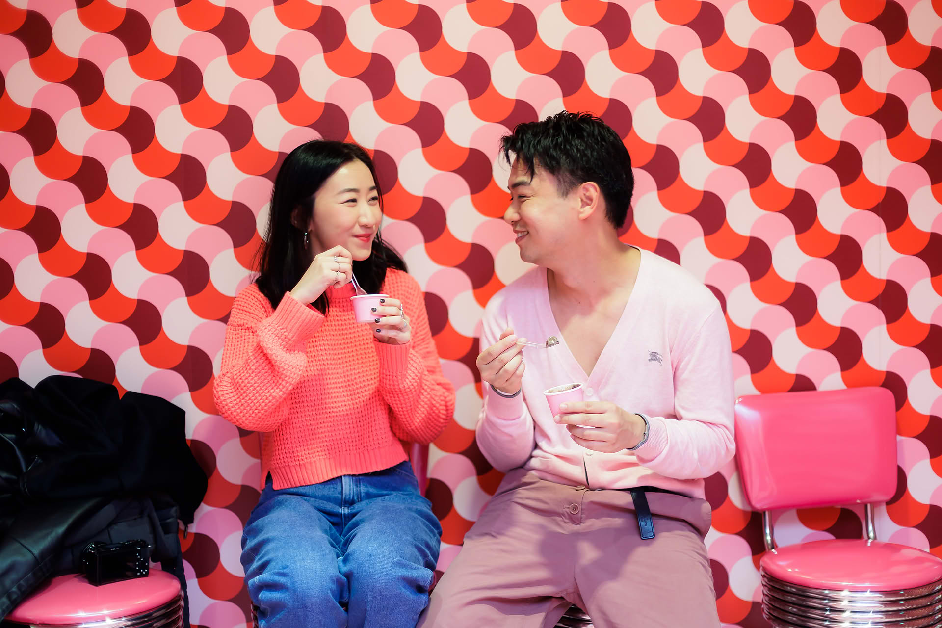 Influencer enjoying ice creams create for Lush PR event