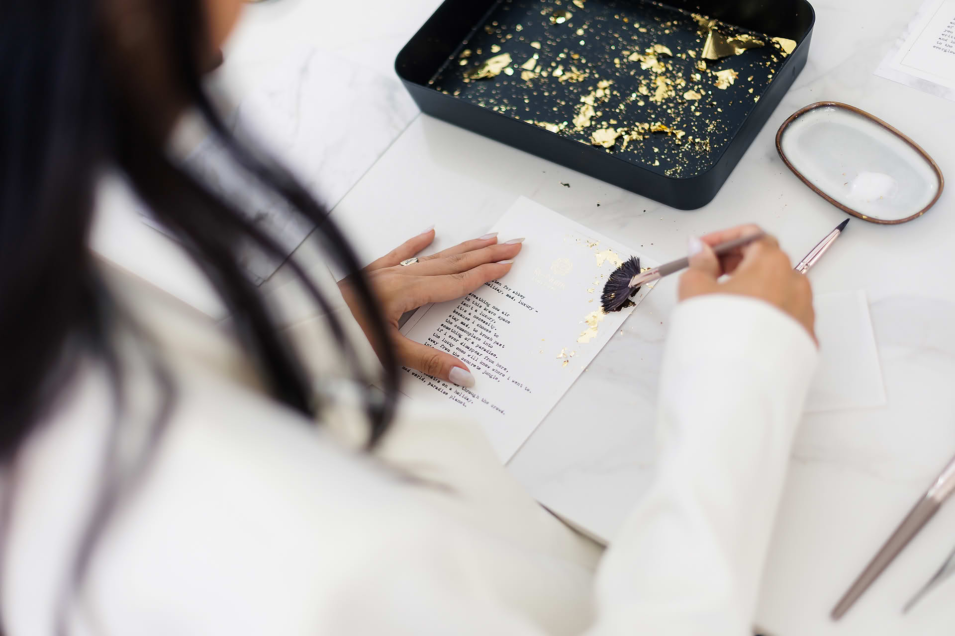 Creating artwork at Estee Lauder Re-Nutriv PR event