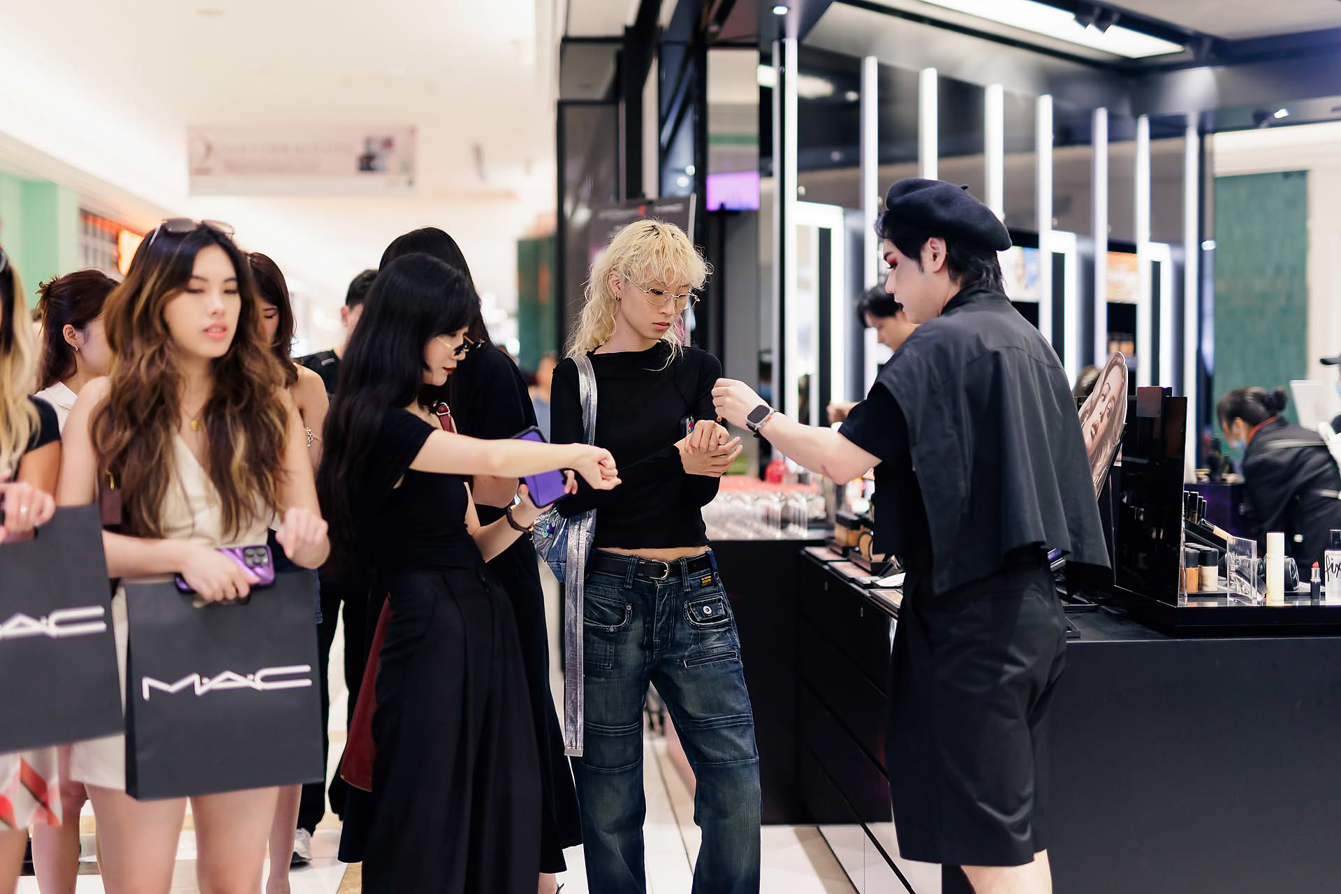 Makeup sampling at MAC Cosmetics Halloween event