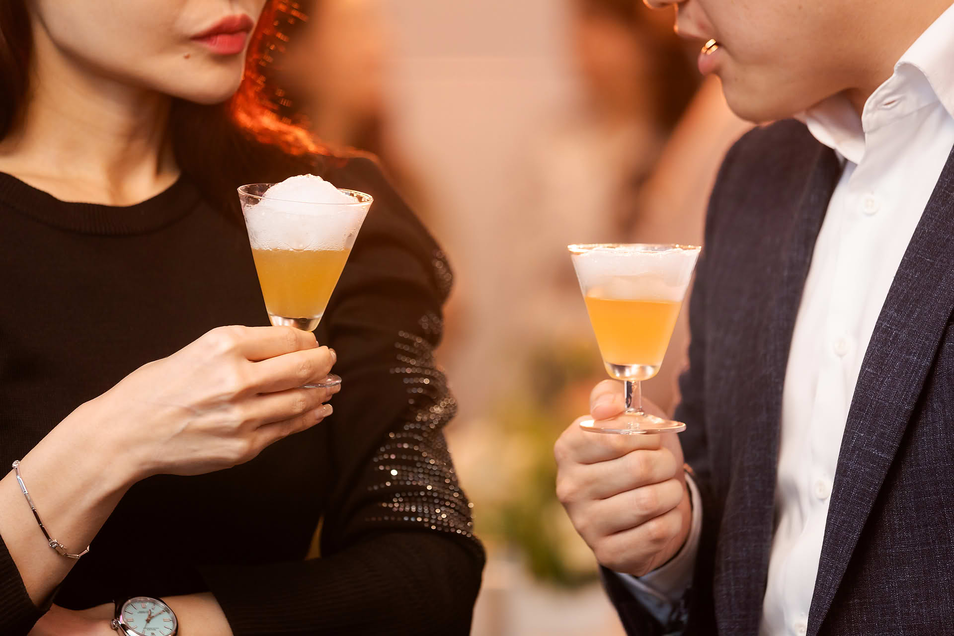 Close up of drinks served at Glenglassaugh PR event