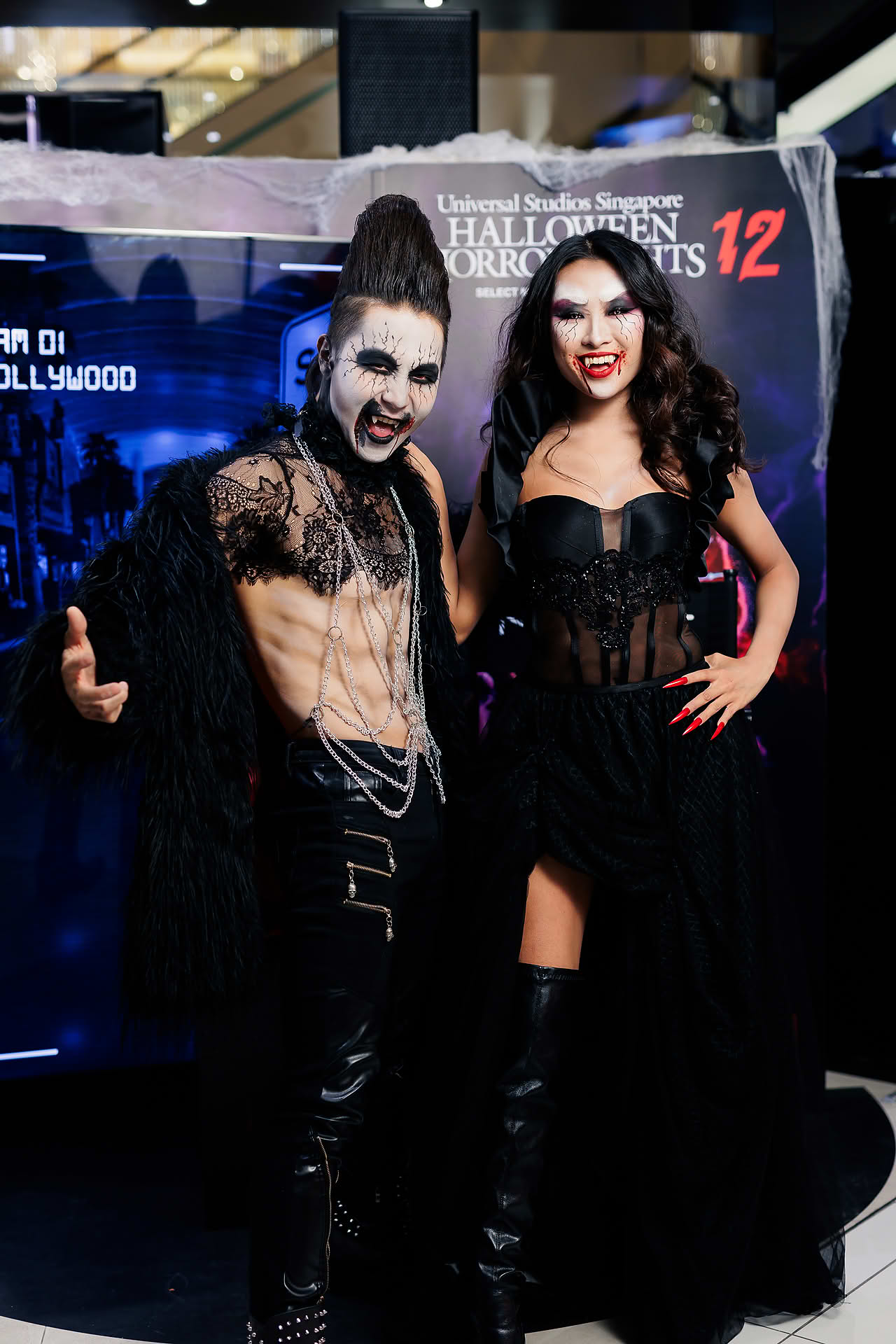 Scare actors posing at MAC Cosmetics Halloween event