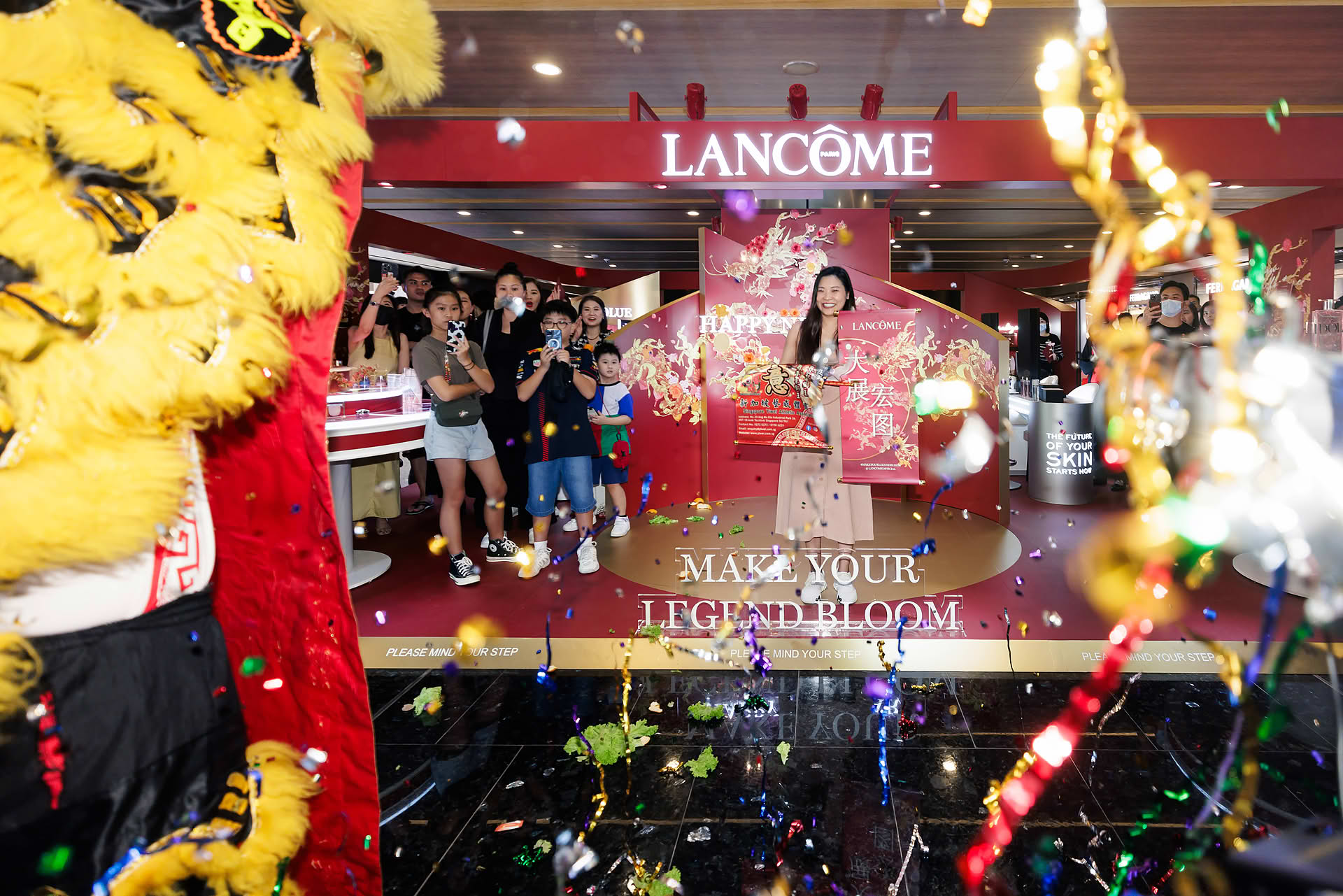 Confetti at Lancome Chinese New Year lion dance celebration
